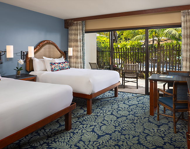 1st Floor Poolside Room with two queen beds