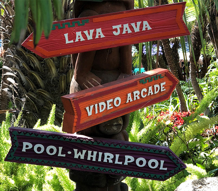 Directional signs around the property of the Catamaran Resort Hotel